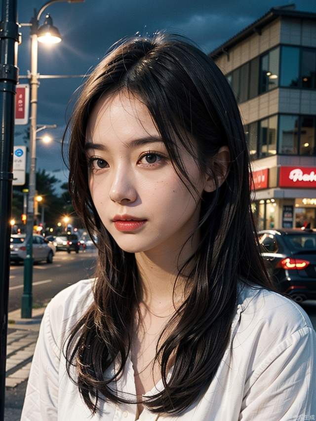 (RAW photo, 4k, realistic, exquisitely detailed skin),masterpiece,best quality,unity 8k wallpaper,ultra detailed,cinematic look,natural skin texture,extremely realistic skin texture,finely detailed face,(film grain:1.2),cinematic angle,Fujifilm XT3,,(highlydetailed),(night scene),(street corner),(1girl),(detailed lighting),(contrast),(mysterious atmosphere),,vivid illumination,,masterful technique,,harmonious composition,,immersive atmosphere,,stunning visuals,