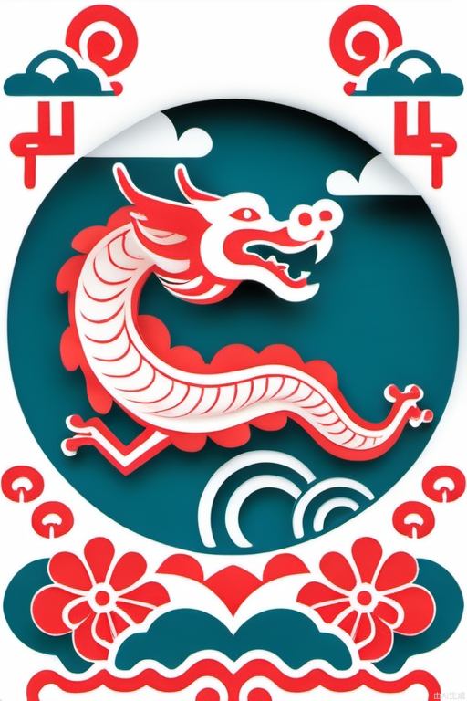 龙，ohaxicxn图标，剪纸，祥云