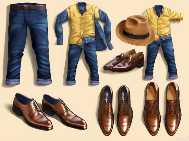 Men's clothes, men's shoes,  folded clothes, fashion, high-res, realistic, masterpiece, 4K, super details, best quality