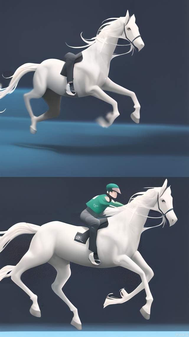 Running white horses, dark blue background, charcoal black or dark green, convey a sense of high-end, advertising slogan: the shaping of the soul of space