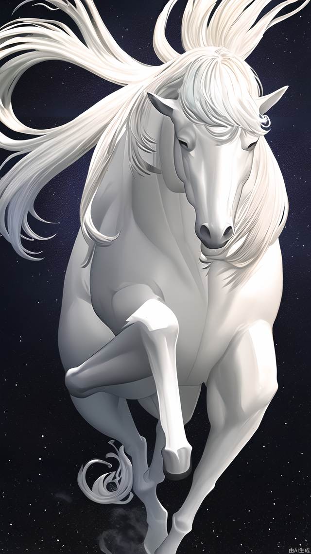 Running white horses, dark blue background, charcoal black or dark green, convey a sense of high-end, advertising slogan: the shaping of the soul of space