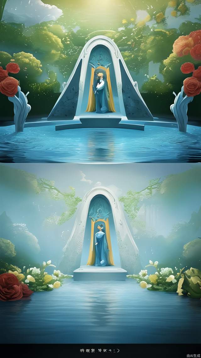 Water Heaven Realm, art, flowers in the water, the feeling that the characters are connected to the water