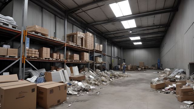 A warehouse full of scrap metal, very chaotic unmanned interior.