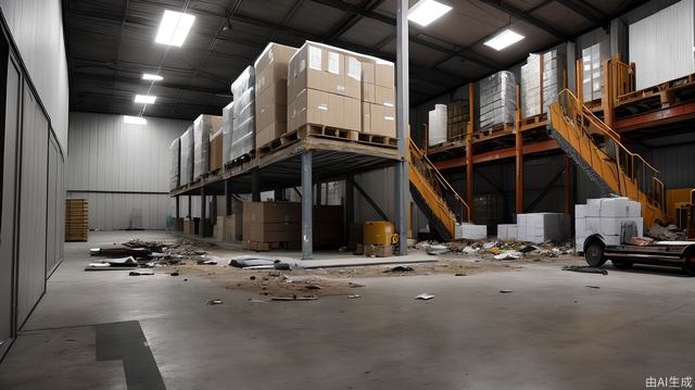 A warehouse full of scrap metal, very chaotic unmanned interior.