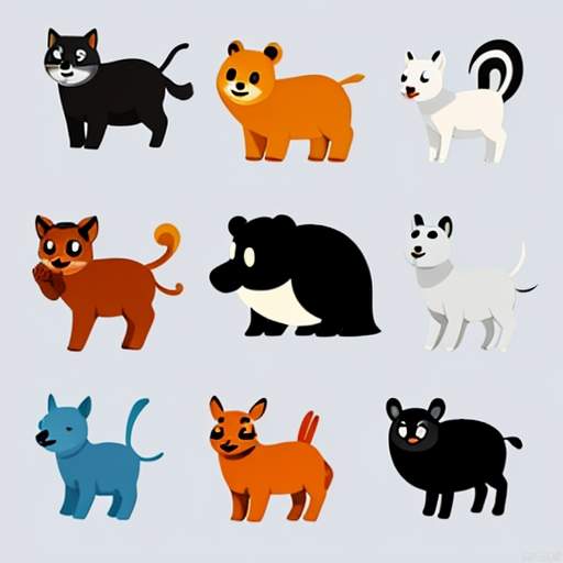 cartoon animals illustration, simple, Minimalist style, ((abstract art)),