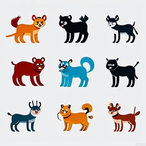 cartoon animals illustration, simple, Minimalist style,