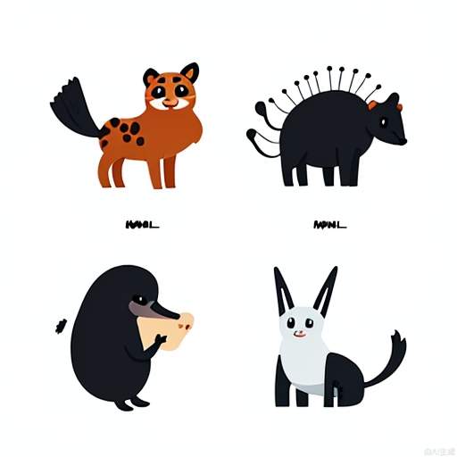 cartoon animals illustration, simple, Minimalist style,