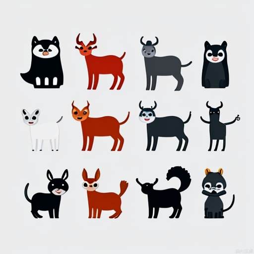 cartoon animals illustration, simple, Minimalist style,