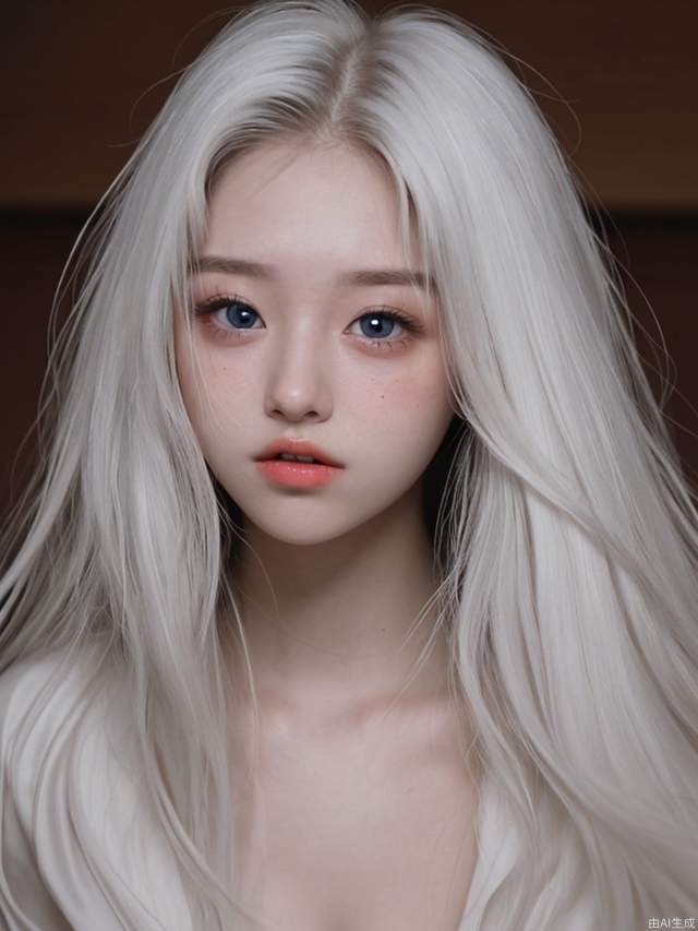 20 years old, long hair, white skin, big eyes, high nose bridge