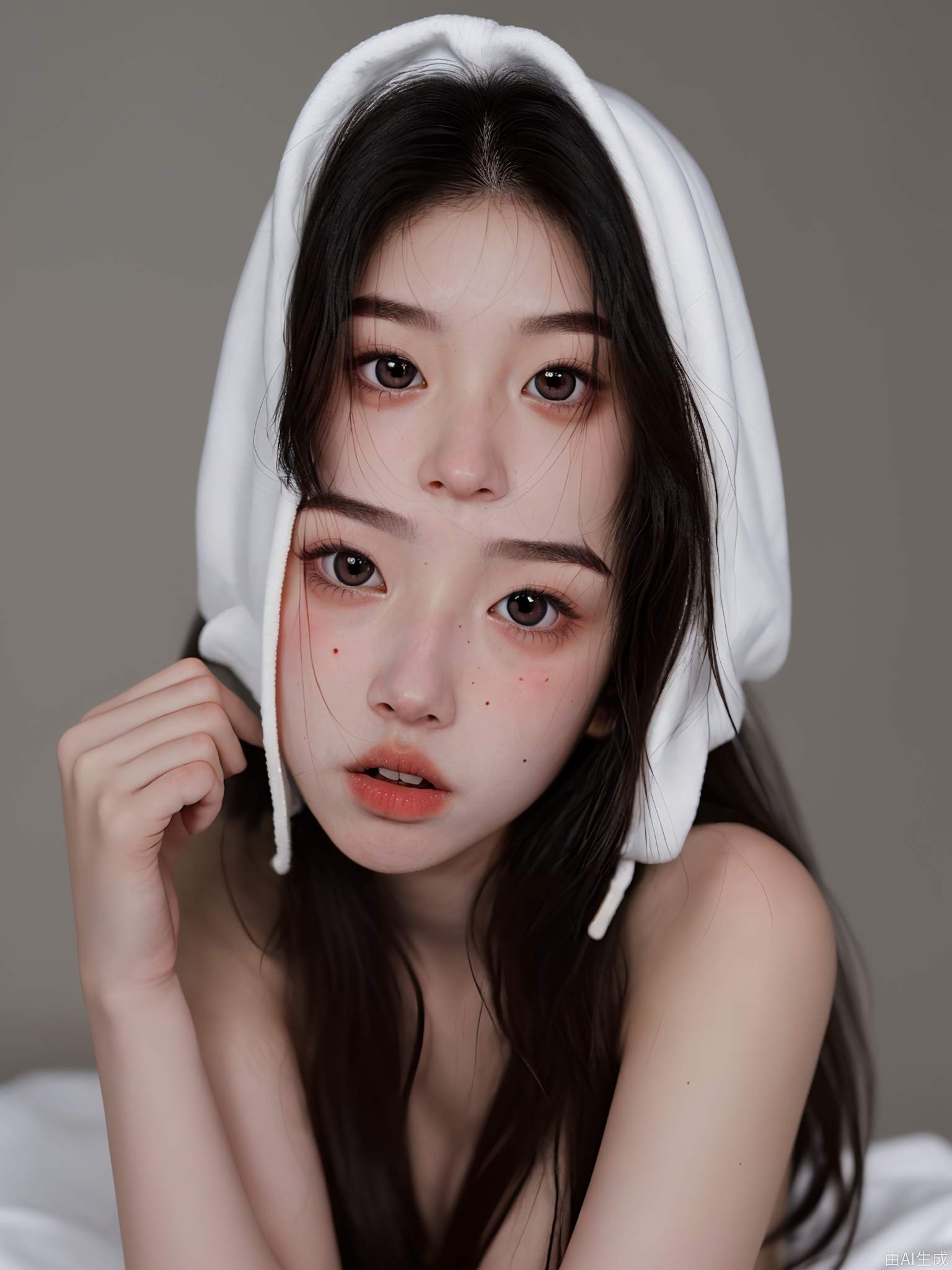 20岁，长发，白皮肤，大眼睛，高鼻梁，没