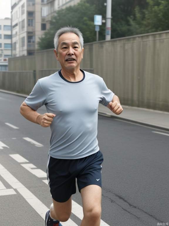 Running middle-aged man