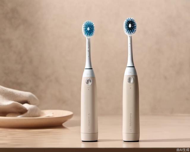 product design, electric toothbrush, transparent texture, beige, soft light, home environment, product photography, close up photography