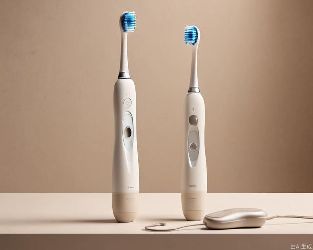 product design, electric toothbrush, transparent texture, beige, soft light, home environment, product photography, close up photography