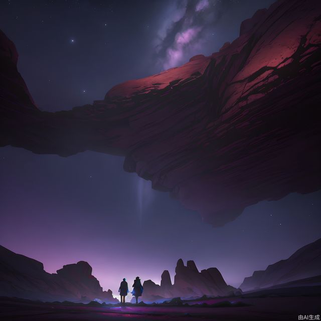 Arches National Park,under the rock,in the evening,nightsky,reality infused with dreams,upscaled,triadic color scheme,epic composition,CG digital rendering,Studio Ghibli,unreal engine,atmospheric,omit the people