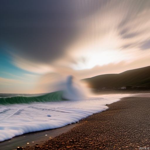 Shocking waves lapping on the shore