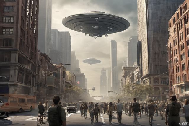 The once bustling big city was frightened by the invasion of aliens and the fleeing crowds