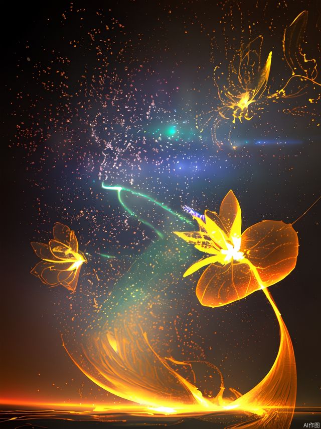 Beautiful flower sea, particle beautiful dynamic, light, colorful, particle rising, light spot