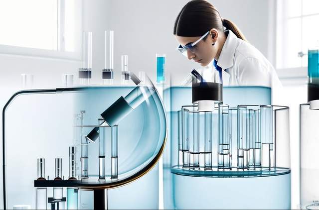 Laboratory experimental lens, test tube, scientific research, experimenter, masterpiece, best quality, (high detail), (bright), (laboratory), (1 researcher), (detail lighting), (contrast), superb technology, harmonious composition, immersive atmosphere, stunning visual effects,