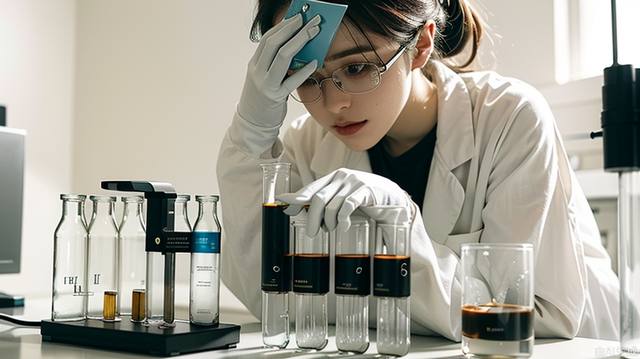 Laboratory experimental lens, test tube, scientific research, experimenter, masterpiece, best quality, (high detail), (bright), (laboratory), (1 researcher), (detail lighting), (contrast), superb technology, harmonious composition, immersive atmosphere, stunning visual effects,