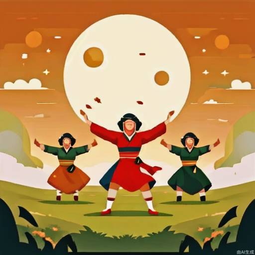 在内蒙古广袤的草原上一些身着鲜艳民族服饰