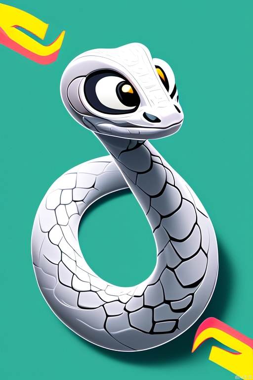 white snake, minimalism, 3D comic style, pokemon (creature),