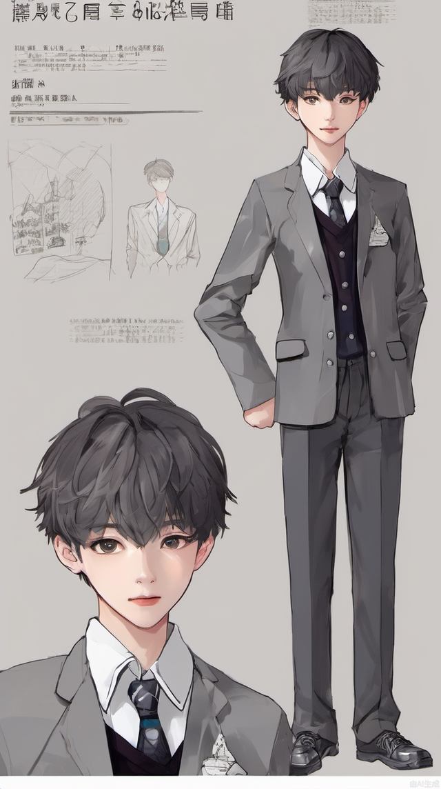 Middle school student, male, handsome, delicate features, tall figure,