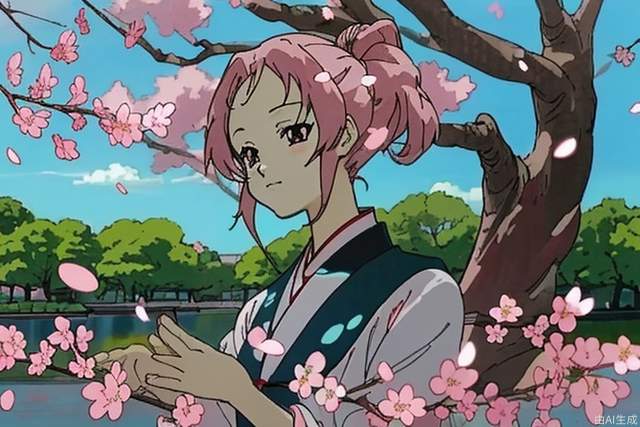 Beautiful, anime style, cherry blossoms,