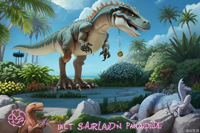 Dinosaur Garden Text, Dinosaur, Paradise, Pendulum