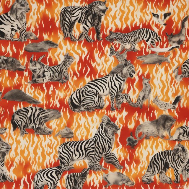 animal, flame print,