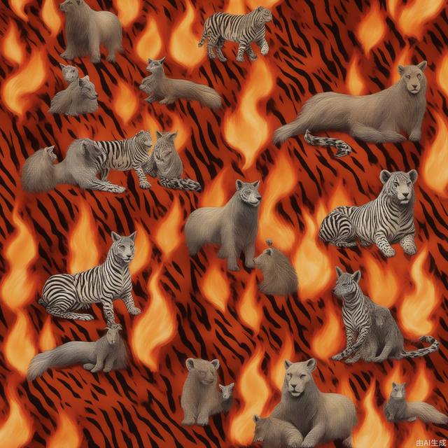 animal，flame print， branded,