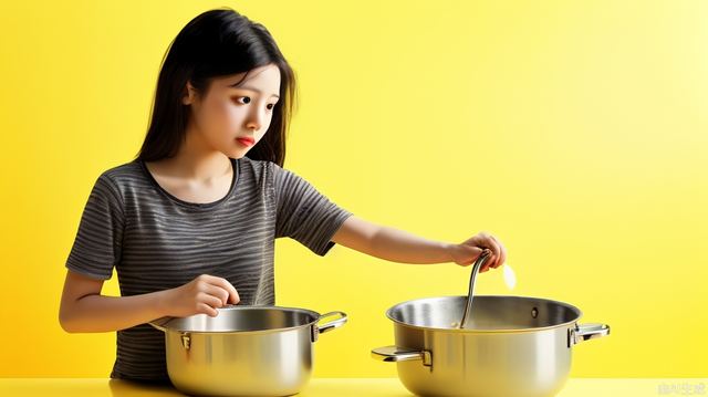 single,Little girl, cooking, yellow background