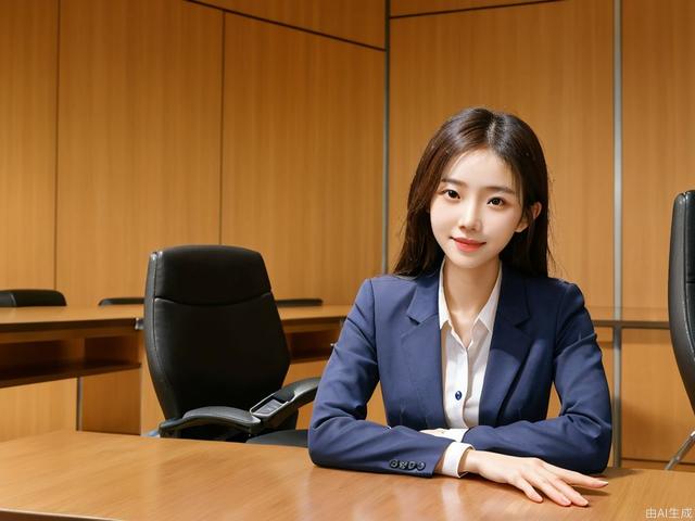 Beautiful young Chinese woman standing at the table, Asian secretary, in the workplace life