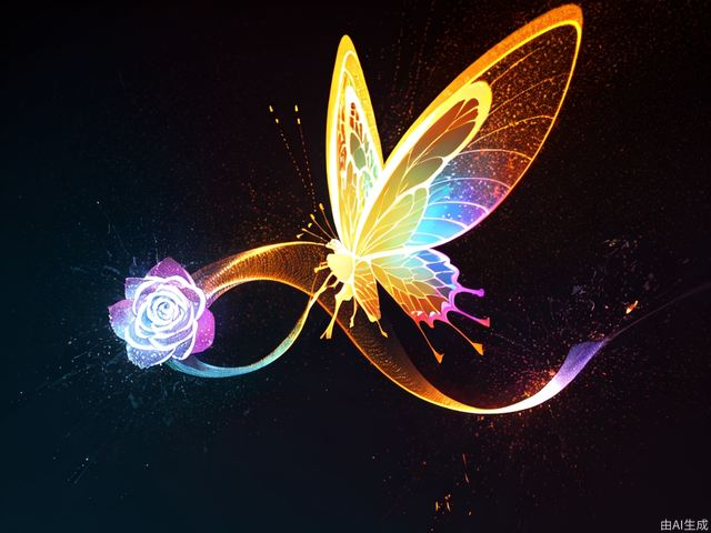 guangxian,efficacy,particle,rose shaped light,Vivid Colors,highres,the shape of a butterfly,Acid Graphics,