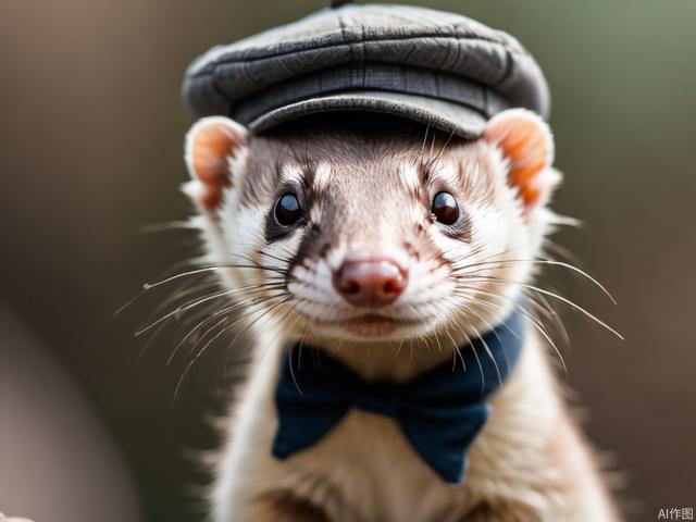 A charming photo of a small anthropomorphic ferret. He is wearing a newsboy cap and has a very long torso
masterpiece, ultra-quality, hyperrealistic, RAW photo, highly detailed, 4k, medium shot, cinematic photography, natural texture, action shot, XF IQ4, 150MP, 50mm, ISO 1000, 1/250s, natural light