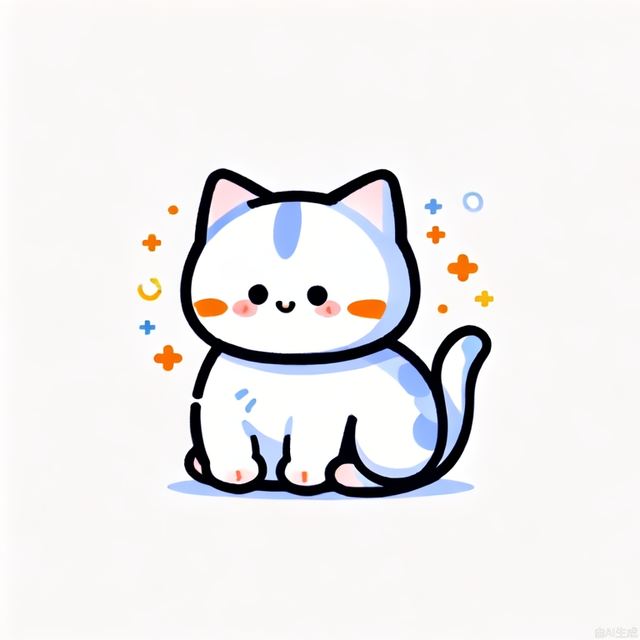 1fat and round and cute cat, white background, solo, 
