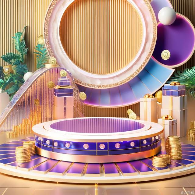 in the style of vibrant stage backdrops, group f/64, miki asai, money themed, circular shapes, Ivory and Crystal, ue5, ocrendering, c4d, blender