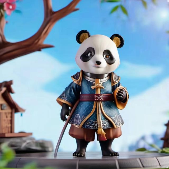 Small anthropomorphic panda ,  dressed in a home-made medieval costume, wearing sandals with socks,  4k, highly detailed, uhd image, intricate details, detailed scene background, detailed, 8k, trending, amazing art, colorful