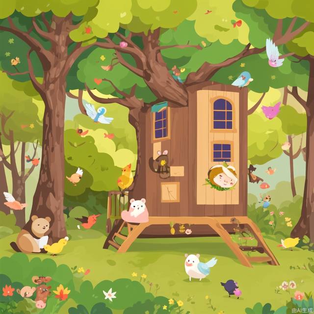 The little bear walked in the beautiful forest and was welcomed by the birds and other small animals in the forest. This screen can show children a harmonious natural environment, allowing them to feel the beauty of nature and the friendliness of animals.