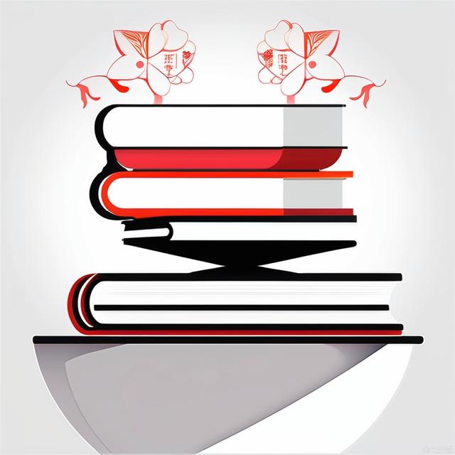 a black and white image of a Books with a red scarf on its head, in the style of minimalistic japanese, colorful animations, logo, tupinipunk, soft and rounded forms, rinpa school, flat shapes