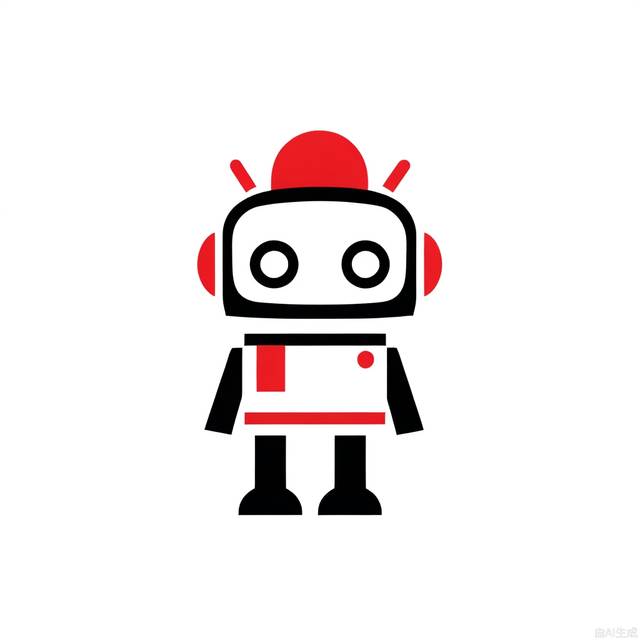a black and white image of a Robot with a red scarf on its head, in the style of minimalistic japanese, colorful animations, logo, tupinipunk, soft and rounded forms, rinpa school, flat shapes