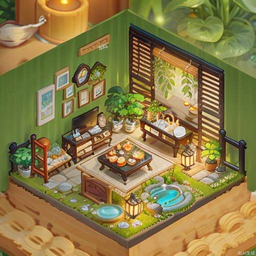 ((masterpiece, best quality,)),food, no humans, lantern, plant, window, water, bamboo, lily pad, potted plant <lora:microscene1.1-000016:0.8>