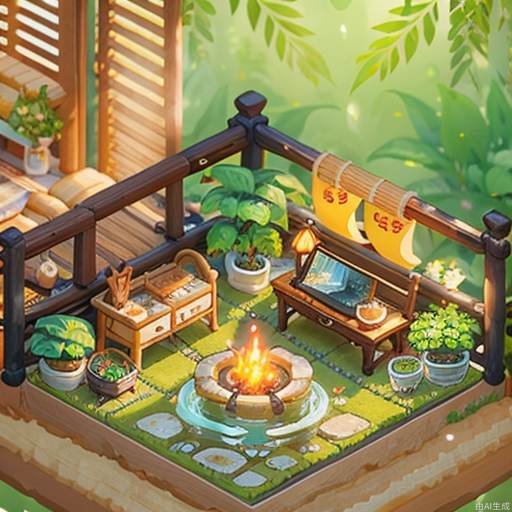 ((masterpiece, best quality,)),food, no humans, lantern, plant, window, water, bamboo, lily pad, potted plant <lora:microscene1.1-000016:0.8>