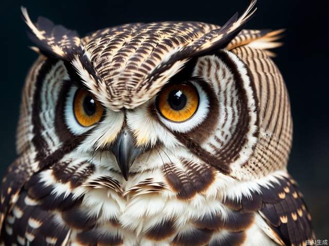 Capture the enigmatic nature of a nocturnal owl, focusing on its large, detailed eyes, distinctive facial features, and intricate feather patterns. Utilize a moonlit setting for added mystique..