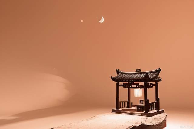 Little Stage,moon,Stage Focus,Chinese inklandscape,Studio Lighting, HighOuality, Super Detailed