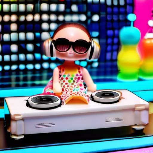 A doll is a DJ on a water stage.