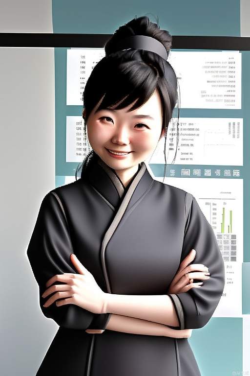 A 28-year-old Chinese woman, a civil servant in the field of financial accounting. smiling